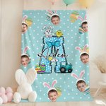 Personalisierte bunte Polka Dot Bunny Chick Initial 1-3 Gesicht Fotos weiche Decke mit Namen Home Decor Ostern Party Geschenk für Kinder