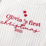Gepersonaliseerde My First Christmas Gebreide Lange Mouwen Sweater met Geborduurde Naam en Kerstmuts Set Kerst Outfit Cadeau voor Baby Jongens Meisjes