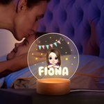 Fantasía personalizada Estrellas Colorín Dibujos Animados Niña Niño LED Luz de Noche con Base de Madera y Nombre Cumpleaños Decoración de Habitación Regalo para Niños