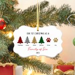 Ornement de Noël personnalisé en céramique avec 2-6 noms année et corde Cadeau de décoration de Noël pour la famille