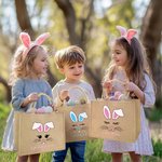 Gepersonaliseerde schattige paashaas gezicht herbruikbare jute tas met naam Party Favor Pasen jacht verjaardagscadeau voor kinderen familie