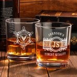 Henkilökohtainen ainutlaatuinen laserkaiverrettu 10oz poliisi Badge Law Enforcement Whiskey lasi valmistuminen eläkkeelle siirtyminen syntymäpäivälahja poliisiupseerille