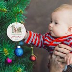 Ornamento in ceramica personalizzato per il primo Natale del bambino con nome e anno, decorazione per l'albero delle vacanze, regalo di Natale per i neonati.