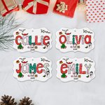 Personalised Snowman Christmas Tree Doodle Letter Ceramic Christmas Ornament with Name Year and 3 Lanyards Christmas Home Decor Gift for Family