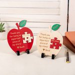 Personalized Wooden Apple Puzzle Sign with Engraved Name Year and Stand Teacher Back to School Appreciation Gift for Teacher