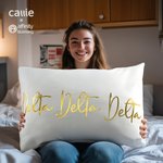 Personalized Sorority Golden Greek Letter Cozy Lumbar Throw Pillow Cover Home Decor Big Day Gift for Friend Girls | Callie × Affinity Licensing