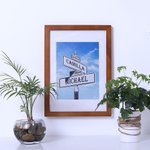 5 Anniversario in legno Telaio di strada pittura con doppio nome e data