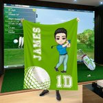 Personalizzato Golf Sports Cartoon Character Soft Throw Blanket con nome e numero Birthday Club Home Decor Gift for Golfers Golf Players