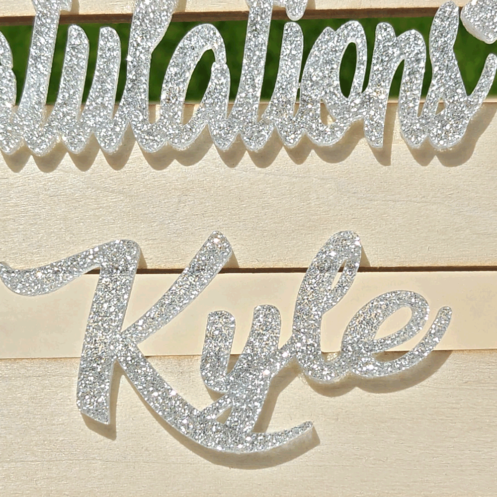 Personalised Glitter Graduation Cap Wooden Crate Storage Box with Text and Year Party Accessory Graduation Gift for Graduates