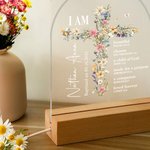 Veilleuse LED à 4 couleurs changeantes avec socle en bois Décoration de chambre d'enfant Première Communion Baptême Cadeau pour enfants