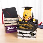Personalised Glitter Graduation Cap Wooden Crate Storage Box with Text and Year Party Accessory Graduation Gift for Graduates