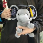 Jouet personnalisé en forme d'éléphant avec initiale du nom Année 2025 Cadeau de fin d'études pour diplômés