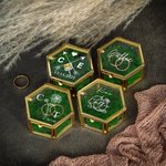 Personalized Elegant Portable Hexagonal Glass Ring Box with Text and Moss Decor Wedding Anniversary Gift for Couple