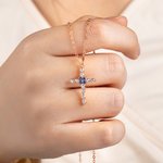 Henkilökohtainen Zirkoni asetus Birthstone Cross kaulakoru korut syntymäpäivä uskonnollinen kaste lahja kristitty nainen