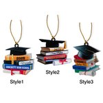 Gepersonaliseerd 3D Effect Grad Cap Boeken Acryl Ornament met Naam en Jaar Klas van 2025 Afstudeerfeest Decoratie Cadeau voor Afgestudeerden