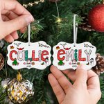 Personalised Snowman Christmas Tree Doodle Letter Ceramic Christmas Ornament with Name Year and 3 Lanyards Christmas Home Decor Gift for Family