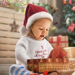 Gepersonaliseerde My First Christmas Gebreide Lange Mouwen Sweater met Geborduurde Naam en Kerstmuts Set Kerst Outfit Cadeau voor Baby Jongens Meisjes