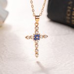 Henkilökohtainen Zirkoni asetus Birthstone Cross kaulakoru korut syntymäpäivä uskonnollinen kaste lahja kristitty nainen