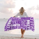Personalized Colourful Signature Style Graduation Beach Towel with Name Year Vacation Pool Party Graduation Gift for Class of 2024 Graduates