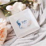 Personalizzato balena medusa animale marino quadrato ceramica Trinket Gioielli Piatto con nome Compleanno Anniversario regalo per le donne