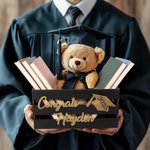 Personalised Glitter Graduation Cap Wooden Crate Storage Box with Text and Year Party Accessory Graduation Gift for Graduates