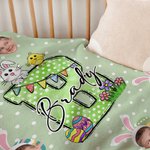 Personalisierte bunte Polka Dot Bunny Chick Initial 1-3 Gesicht Fotos weiche Decke mit Namen Home Decor Ostern Party Geschenk für Kinder