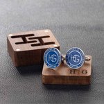 Personalizzato Multi-color Monogram iniziale Un paio di gemelli incisione legno Box Matrimonio Anniversario regalo per gli uomini