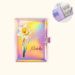 Personalized Multicolour Birth Flower 100 Envelopes Money Saving Challenge A5 Binder with Name Birthday Budget Accessories Gift for Family