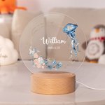 Gepersonaliseerd Walvis Zeepaard Zeedieren Acryl LED Nachtlampje met Houten Voet en Naam Home Decor Baby Shower Verjaardagscadeau voor Jongens Meisjes