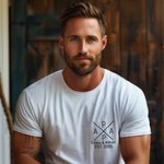 Personalizado Papa Monograma Estilo Minimalista 100% Algodón Camiseta con Nombre Fecha Cumpleaños Día del Padre Regalo para Papá Esposo