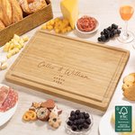 Personalized FSC Bamboo Charcuterie Cutting Board with Juice Groove Engraved Name Date Housewarming Wedding Gift for Couple