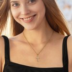 Henkilökohtainen Zirkoni asetus Birthstone Cross kaulakoru korut syntymäpäivä uskonnollinen kaste lahja kristitty nainen