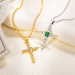 Henkilökohtainen Zirkoni asetus Birthstone Cross kaulakoru korut syntymäpäivä uskonnollinen kaste lahja kristitty nainen