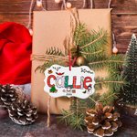 Personalised Snowman Christmas Tree Doodle Letter Ceramic Christmas Ornament with Name Year and 3 Lanyards Christmas Home Decor Gift for Family