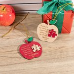 Personalised Engraved Wooden Apple Puzzle Ornament with Name and Year Back to School Appreciation Gift for Teacher