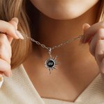 Personalized Angel Number Sun and Moon Energy Gemstone Necklace with Text Birthday Anniversary Gift for Mystery Numerology Lover