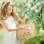 Gepersonaliseerde schattige paashaas gezicht herbruikbare jute tas met naam Party Favor Pasen jacht verjaardagscadeau voor kinderen familie