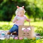 Gepersonaliseerde schattige paashaas gezicht herbruikbare jute tas met naam Party Favor Pasen jacht verjaardagscadeau voor kinderen familie