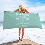 Personalized Margs and Matrimony Oversized Quick Dry Soft Multi-Color Beach Towel with Text Bachelorette Party Wedding Gift for Bride Bridesmaid