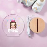 Fantasía personalizada Estrellas Colorín Dibujos Animados Niña Niño LED Luz de Noche con Base de Madera y Nombre Cumpleaños Decoración de Habitación Regalo para Niños