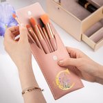 Personalisierte bunte Blume Initial & Name Leder Make-up-Pinsel Tasche mit 8 Stück Make-up-Pinsel Muttertag Hochzeit Geschenk für sie