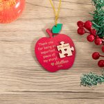 Personalised Engraved Wooden Apple Puzzle Ornament with Name and Year Back to School Appreciation Gift for Teacher