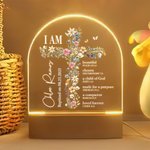 Veilleuse LED à 4 couleurs changeantes avec socle en bois Décoration de chambre d'enfant Première Communion Baptême Cadeau pour enfants
