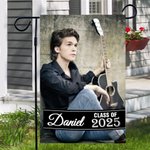 Trädgårdsflagga med dubbelsidigt foto för examen