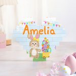 Personalized Cute Bunny Easter Egg Design Heart-shaped Building Brick Puzzles with Name Easter Party Birthday Gift for Kids