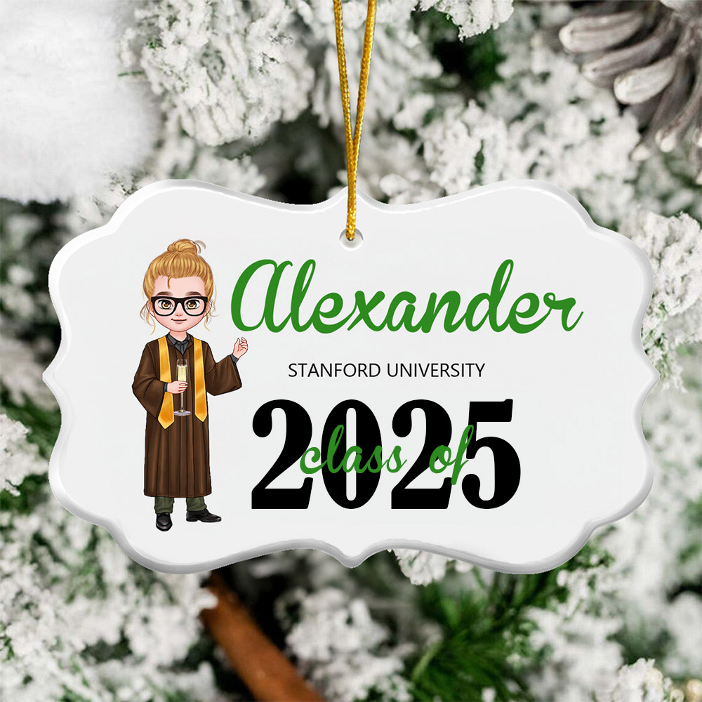 Ornement personnalisé en céramique avec nom Cadeau d'anniversaire de Noël pour la famille, les amis et les diplômés.