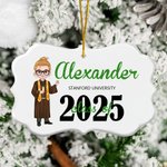 Personalised Class of Graduation Cartoon Character Ceramic Irregular Ornament with Name Christmas Birthday Gift for Family Friends Graduates