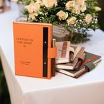 Personalised Letters to Bride Leather A5 Lined Journal Notebook and Pen Set with Engraved Name and Date Bridal Shower Wedding Gift for Her