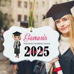 Personalised Class of Graduation Cartoon Character Ceramic Irregular Ornament with Name Christmas Birthday Gift for Family Friends Graduates