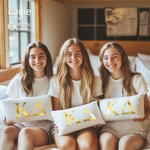 Personalized Sorority Golden Greek Letter Cozy Lumbar Throw Pillow Cover Home Decor Big Day Gift for Friend Girls | Callie × Affinity Licensing